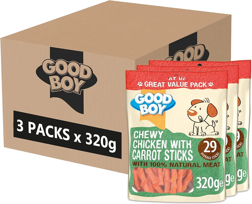 Good Boy 10x90g Chewy Chicken & Carrot Sticks