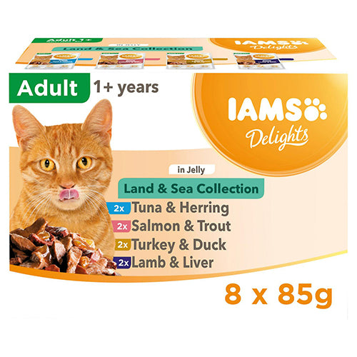 Iams Delights Adult Land & Sea in Jelly 8x85g - Wet Cat Food