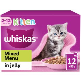 Whiskas Kitten Wet Food with Mixed Menu in Jelly Pouches 48 x 85g