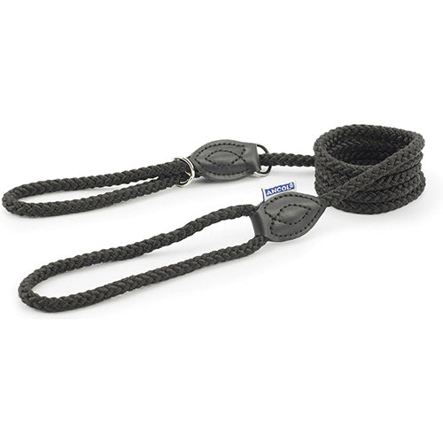 Ancol Rope Slip & Control Lead Black, 1.2x150cm