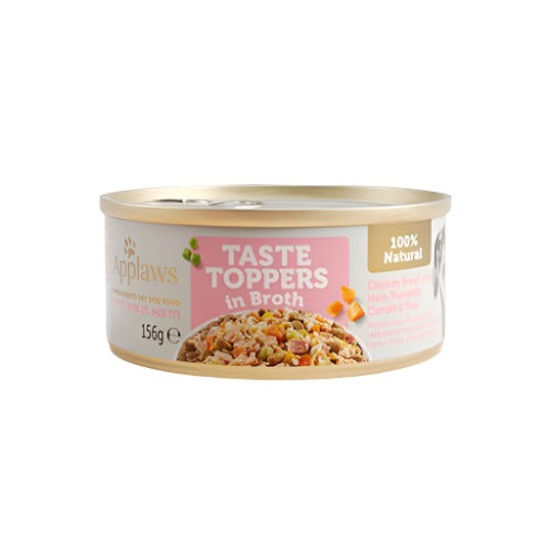 Applaws Dog Taste Toppers in Broth 12 x 156g Tins with Chicken Ham and Vegetables