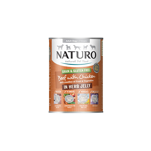 Naturo Adult With Beef and Chicken in Herb Jelly 12 x 390g