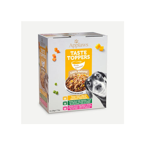 Applaws Taste Toppers Broth Selection 8 x 156g With Chicken, Salmon and Vegetables