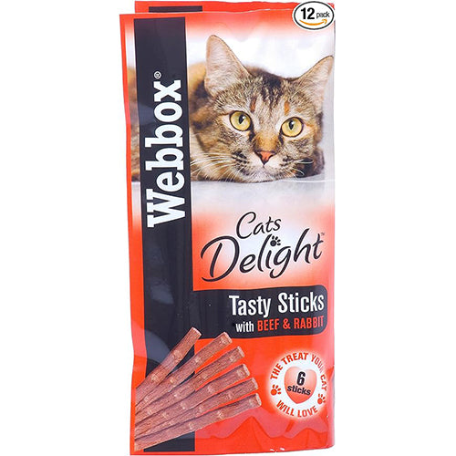 Webbox Delight Cats Sticks Beef & Rabbit, 6 x 12 Pack