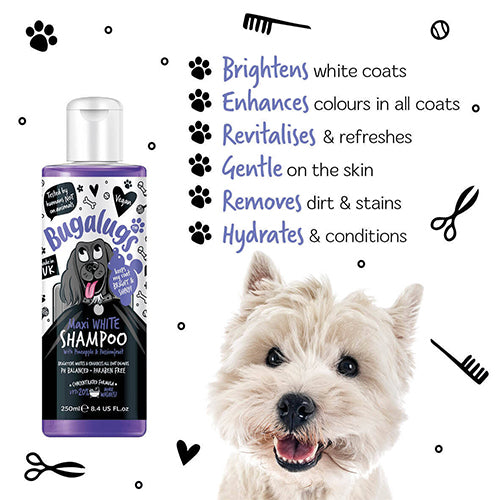 Bugalugs Maxi White Shampoo For Dogs, 250ml