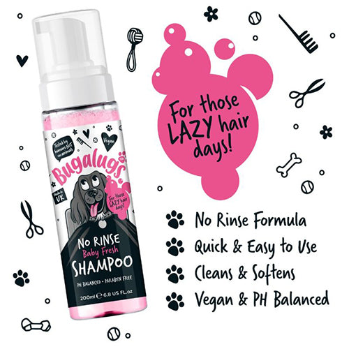 Bugalugs Baby Fresh No Rinse Dog Shampoo, 200ml