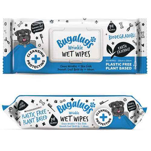 Bugalugs Biodegradable Wrinkle Dog 80 Wipes