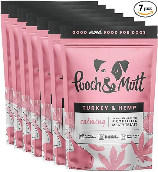 Pooch &amp; Mutt Meaty Calming with Turkey &amp; Hemp 7 x 120g - Dog Treat