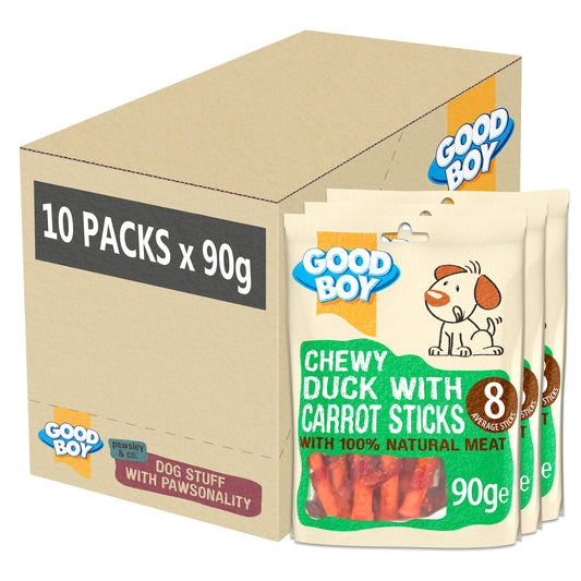 Good Boy 10x90g Chewy Duck & Carrot Sticks