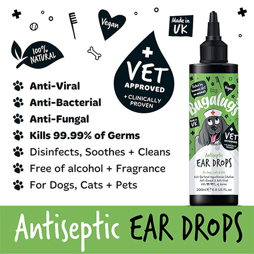 Bugalugs Antiseptic Dog Ear Drops - 200ml