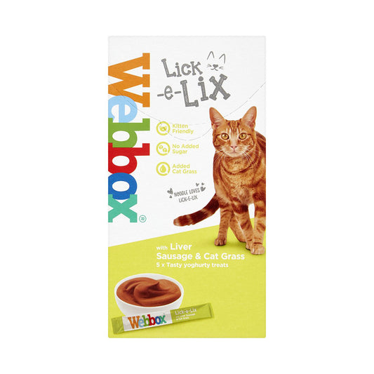 Webbox Lick-e-Lix Liver and Cat Grass Cat Treats - 17x5x15g Pack