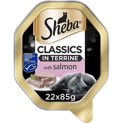 Sheba Classics Salmon in Terrine 22 x 85g Trays - Adult Wet Cat Food