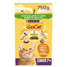 Purina Go-Cat Senior 7+ Chicken &amp; Turkey &amp; Vegetables 750g