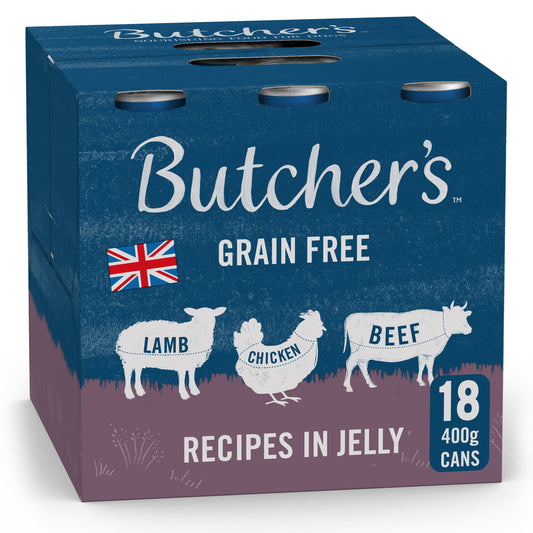 Butchers 18x400g Grain Free Meaty Recipes in Jelly Cans - Wet Dog Food