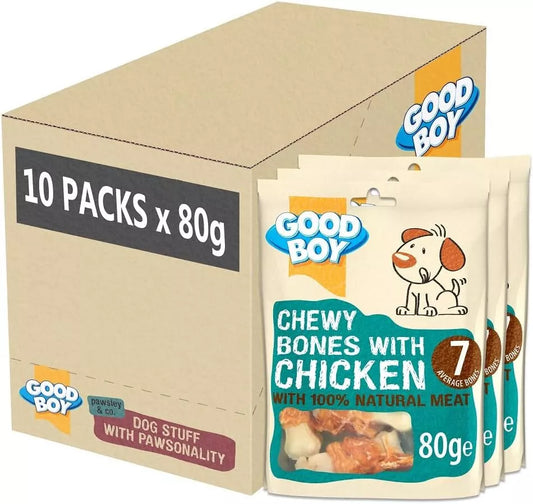 Good Boy 10x80g  Chewy Bones with Chicken