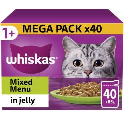 Whiskas Mixed Menu in Jelly 40 x 85g  Pouches - Adult Wet Cat Food