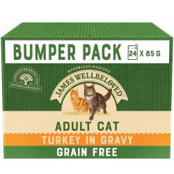 James Wellbeloved 24 x 85g Adult Turkey in Gravy  Grain Free Pouches - Wet Cat Food