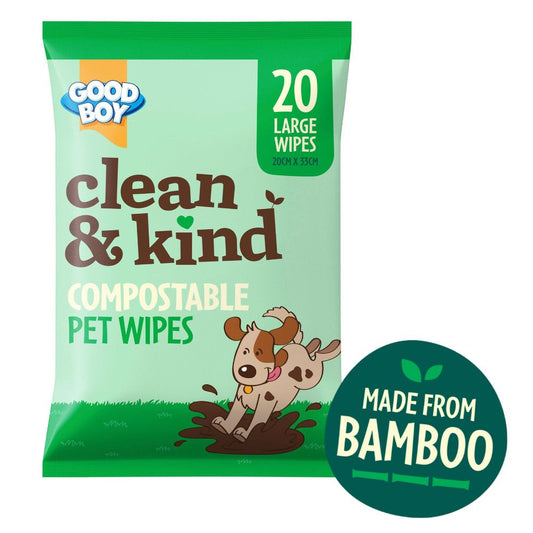 Good Boy 20 Wipes  Clean & Kind Compostable Pet Wipes