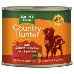 Nature Menu 6x600g Country Hunter 80% Salmon & Chicken with Superfoods Cans