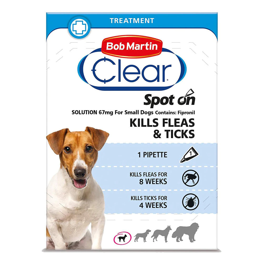 Bob Martin Clear Spot On - 3 Pipettes - Small Dog - Flea & Tick Treatment