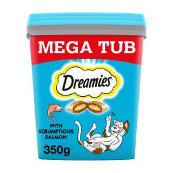 2 × 350g Dreamies Salmon Mega Tub - Cat Treat Biscuits