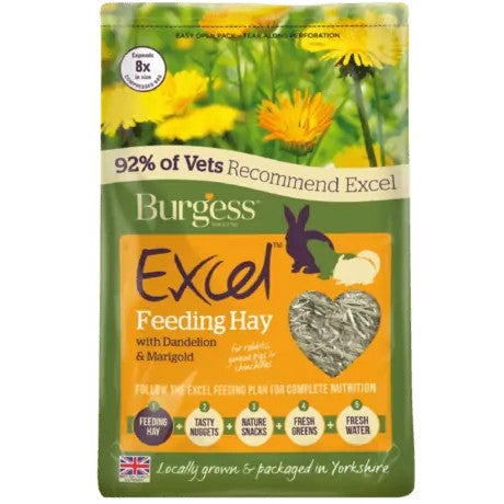 Burgess 1kg Excel Feeding Hay with Dandelion & Marigold - Forage Food