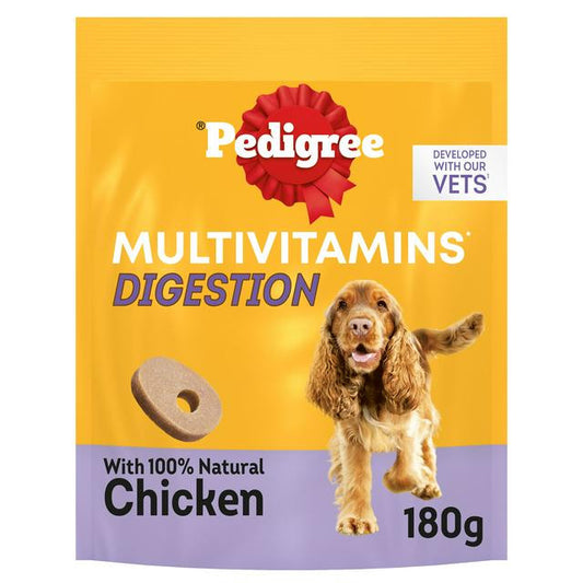 Pedigree Multivitamins Digestion 6 x 180g  - Soft Chews - Chicken Flavour Supplements