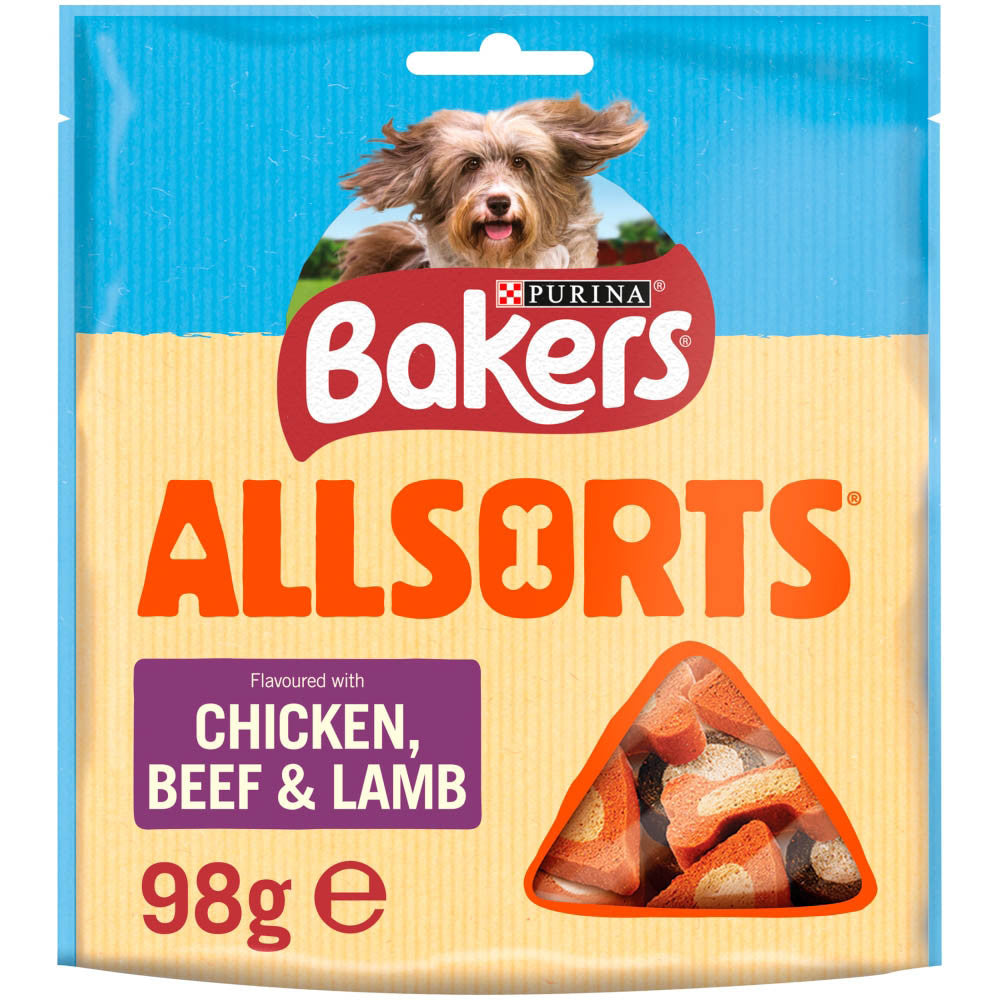 Bakers  Allsorts with Chicken & Beef and Lamb 6 x 98g - Dog Meaty Treats