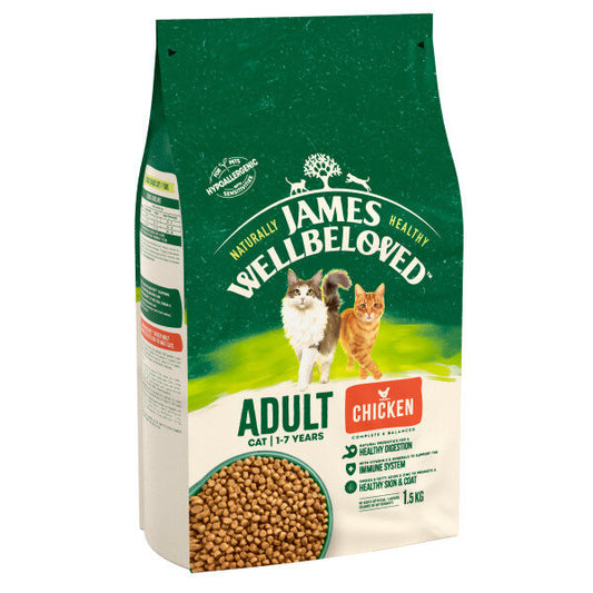 James Wellbeloved 1.5Kg - HypoAllergenic Adult Dry Cat Food - Chicken & Ricev
