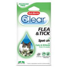 Bob Martin Clear Flea & Tick Spot On  - 24 Pipettes - Cat Care Treatment
