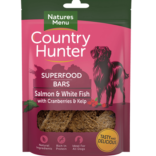 Country Hunter 7x100g Superfood Bar Salmon & White Fish with Cranberries & Kelp