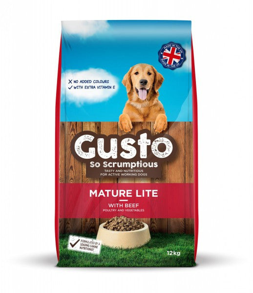 Gusto Mature Lite with Beef Poultry & Vegetable 12kg - Dry Dog Food