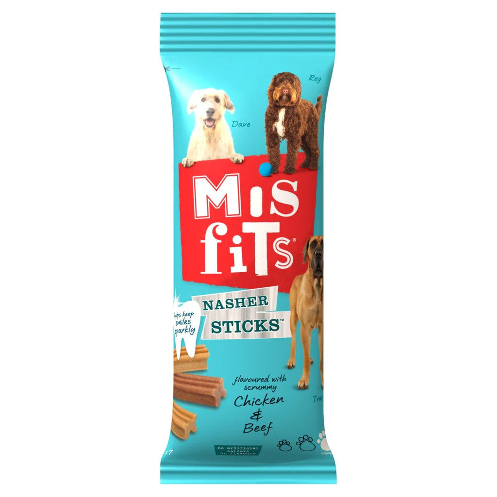 Misfits 10x170g Chicken & Beef  Nasher Sticks | Dog Treat