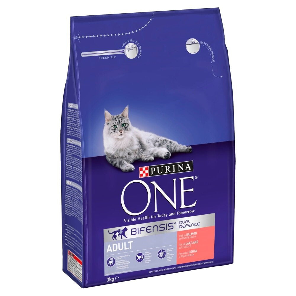Purina One Adult 3Kg - Salmon and Wholegrains - Dry Cat Food
