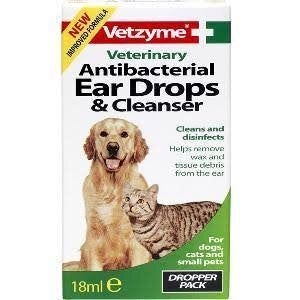 Vetzyme Antibacterial Ear Drops & Cleanser 18ml