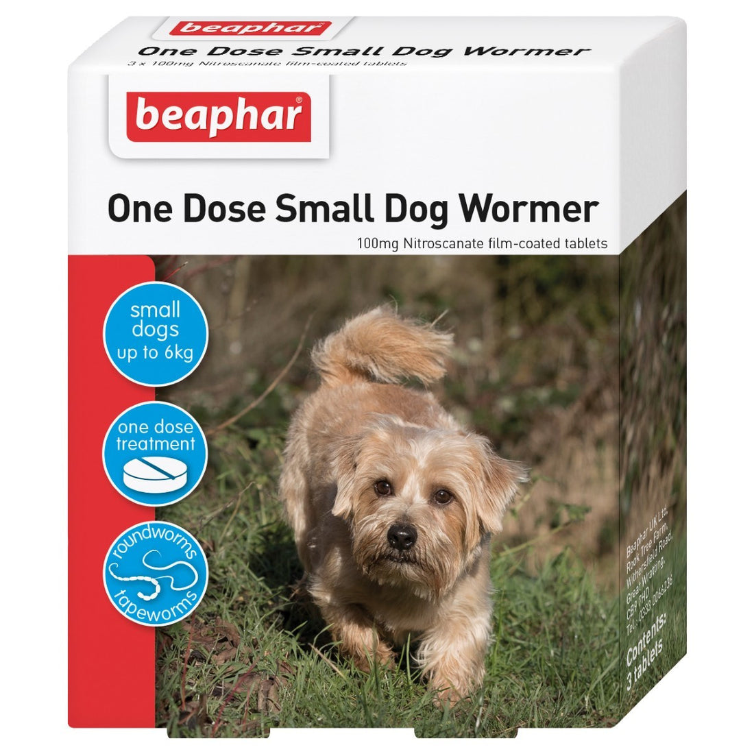 Beaphar One Dose Wormer For Small Dogs &amp; Puppies - 3 Tablets