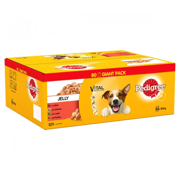 Pedigree Mixed Selection in Jelly Pouches 80 x 100g Mega Pack  - Wet Dog Food