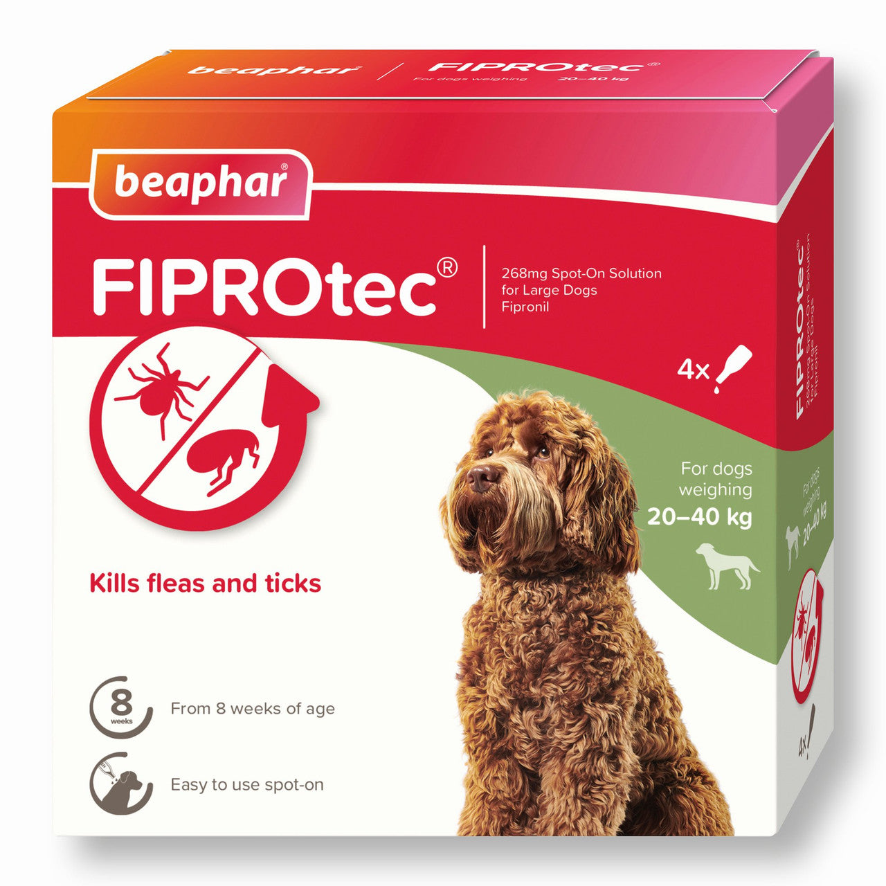 Beaphar FIPROtec Spot On - 4 Pipette - Large Dog - Flea & Tick Treatment