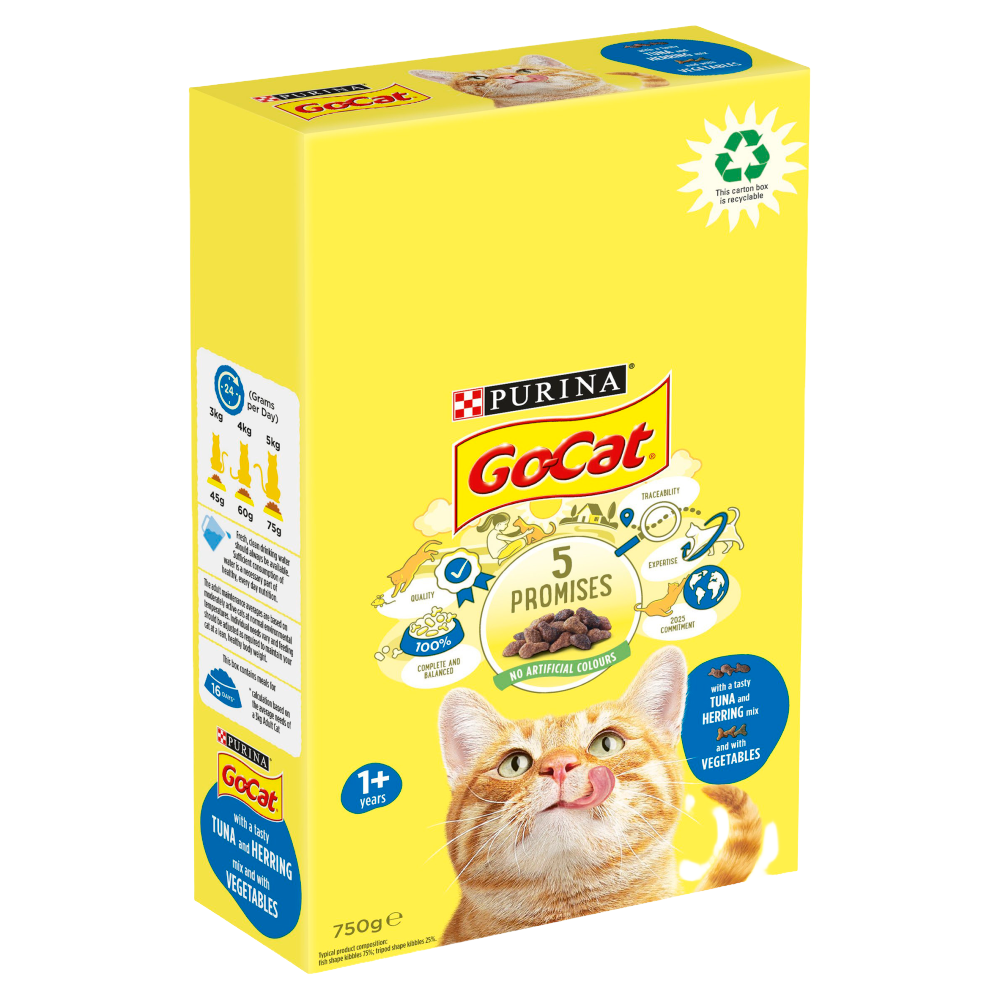 Go-Cat Adult Dry Cat Food Tuna Herring &amp; Vegetable 750G