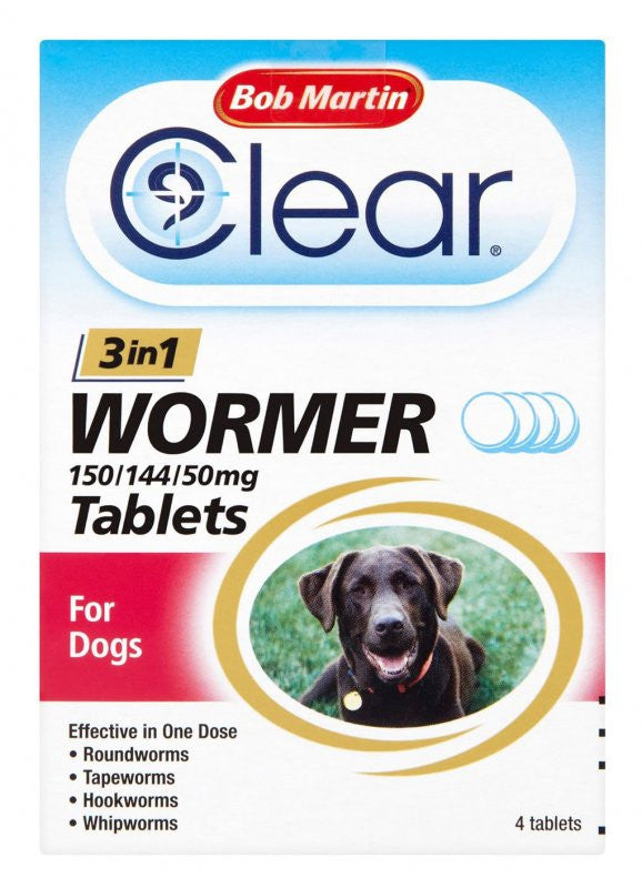 Bob Martin Clear 3in1 Dewormer Dog - 4 Tablets