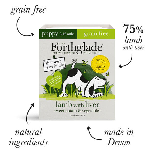 Forthglade Puppy Complete Grain Free Wet Food - Lamb with Liver -18x395g