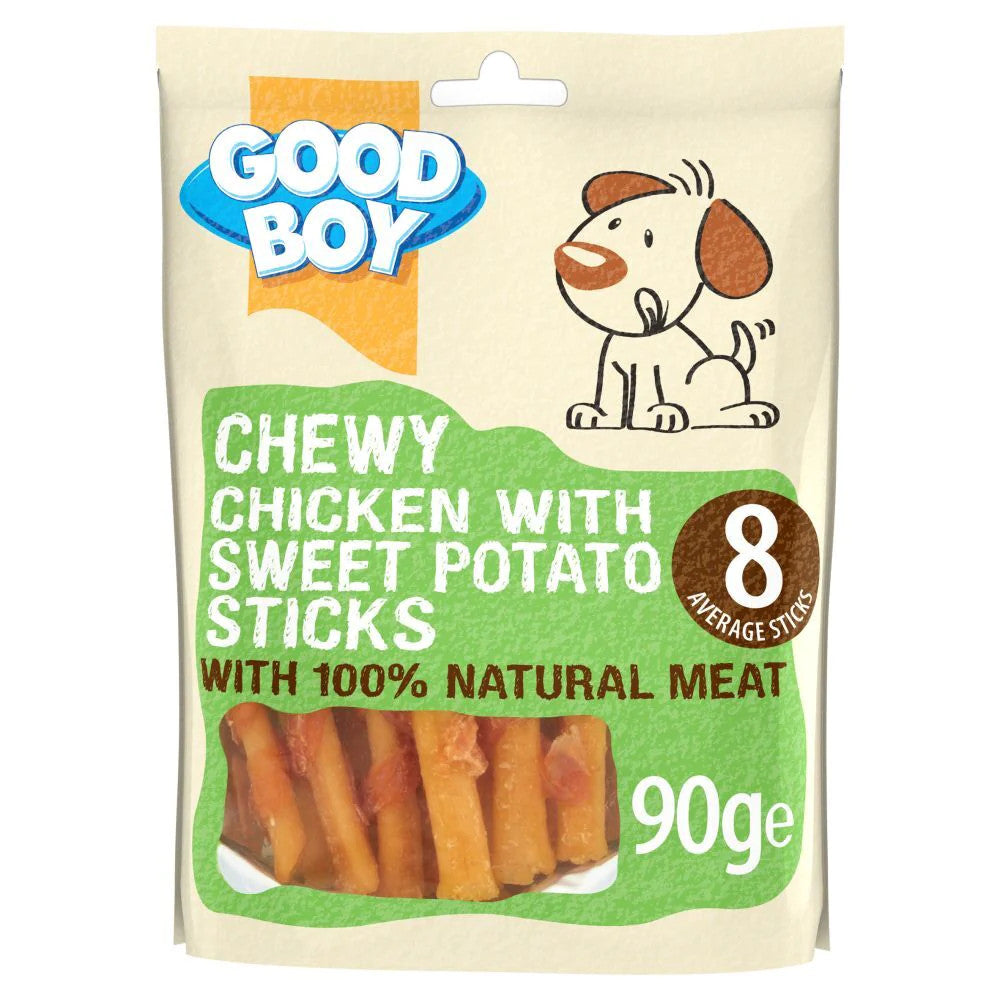 Good Boy 10x90g Chewy Chicken & Sweet Potato Sticks - Dog Treat