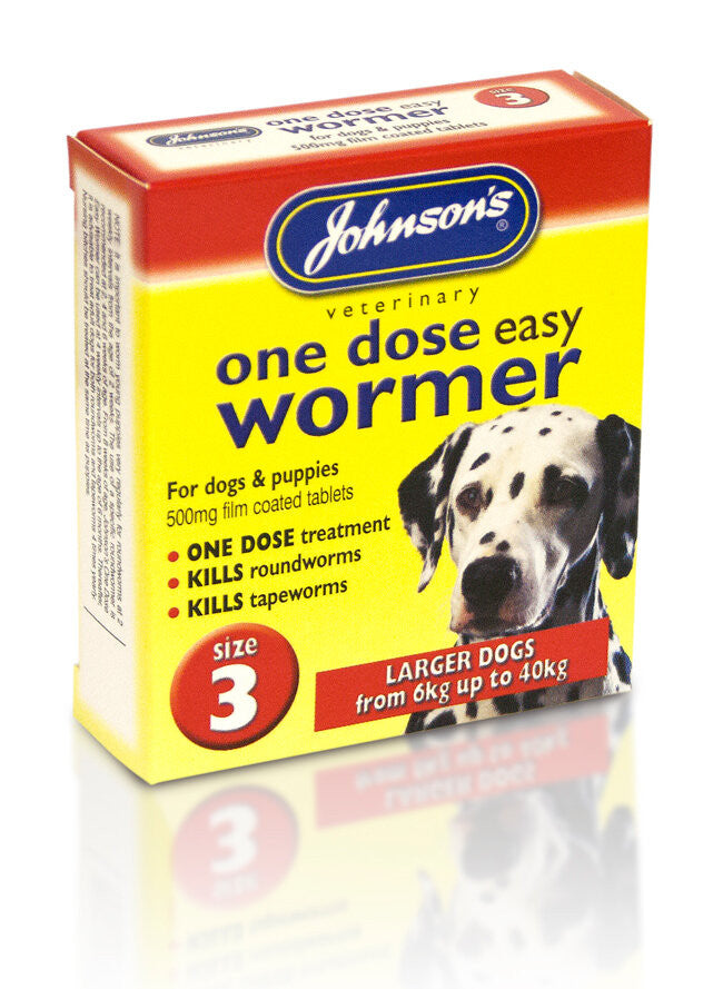 Johnson's One Dose Easy Worming - 4 Tablets - SIZE 3 For Large Dogs