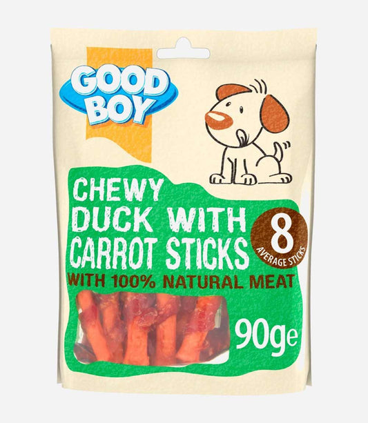 Good Boy 10x90g Chewy Duck & Carrot Sticks