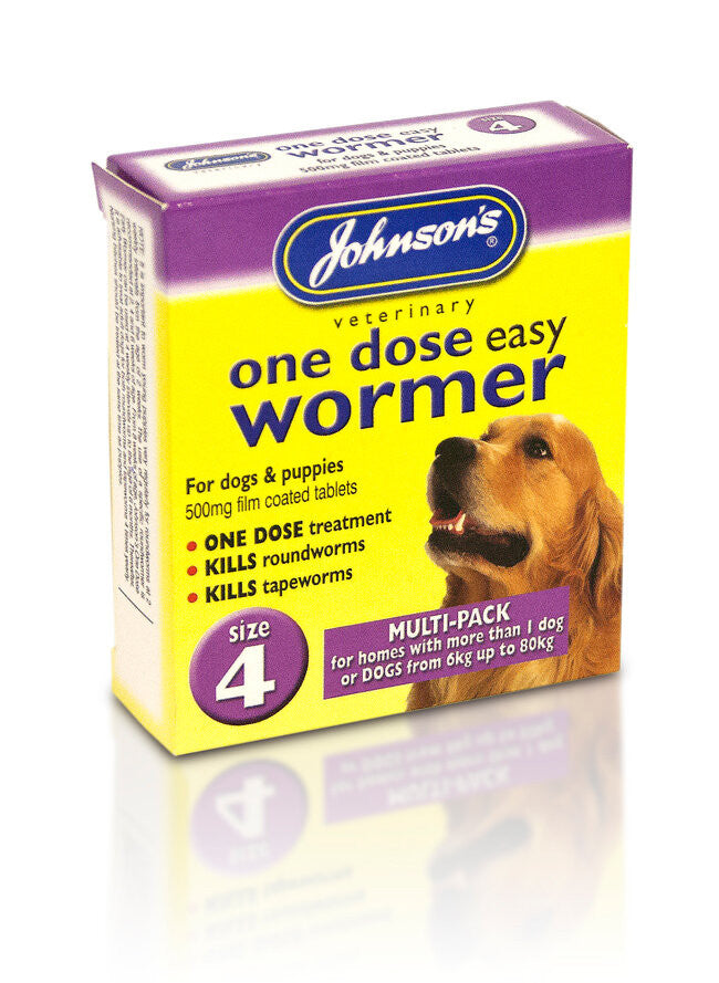 Johnson's One Dose Easy Worming - 8 Tablets - SIZE 4 For Extra Large Dogs
