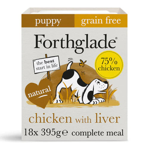 Forthglade 18x395g Grain Free Complete Puppy Wet Food -  Chicken with Liver