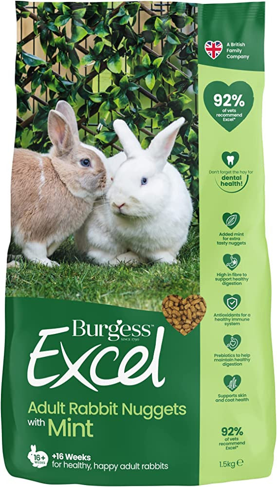 Bugress 1.5kg Adult Excel Nuggets with Mint - Rabbit Food
