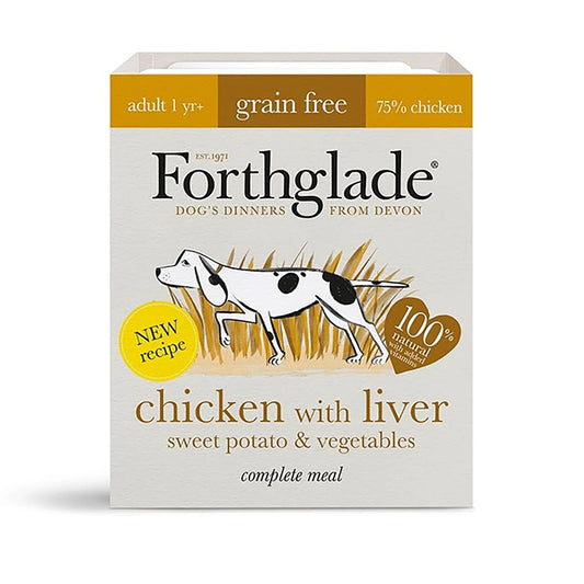 Forthglade 18x395g Complete Grain Free  Adult Chicken with Liver, Sweet Potatoes & Vegetables - Wet Dog Food