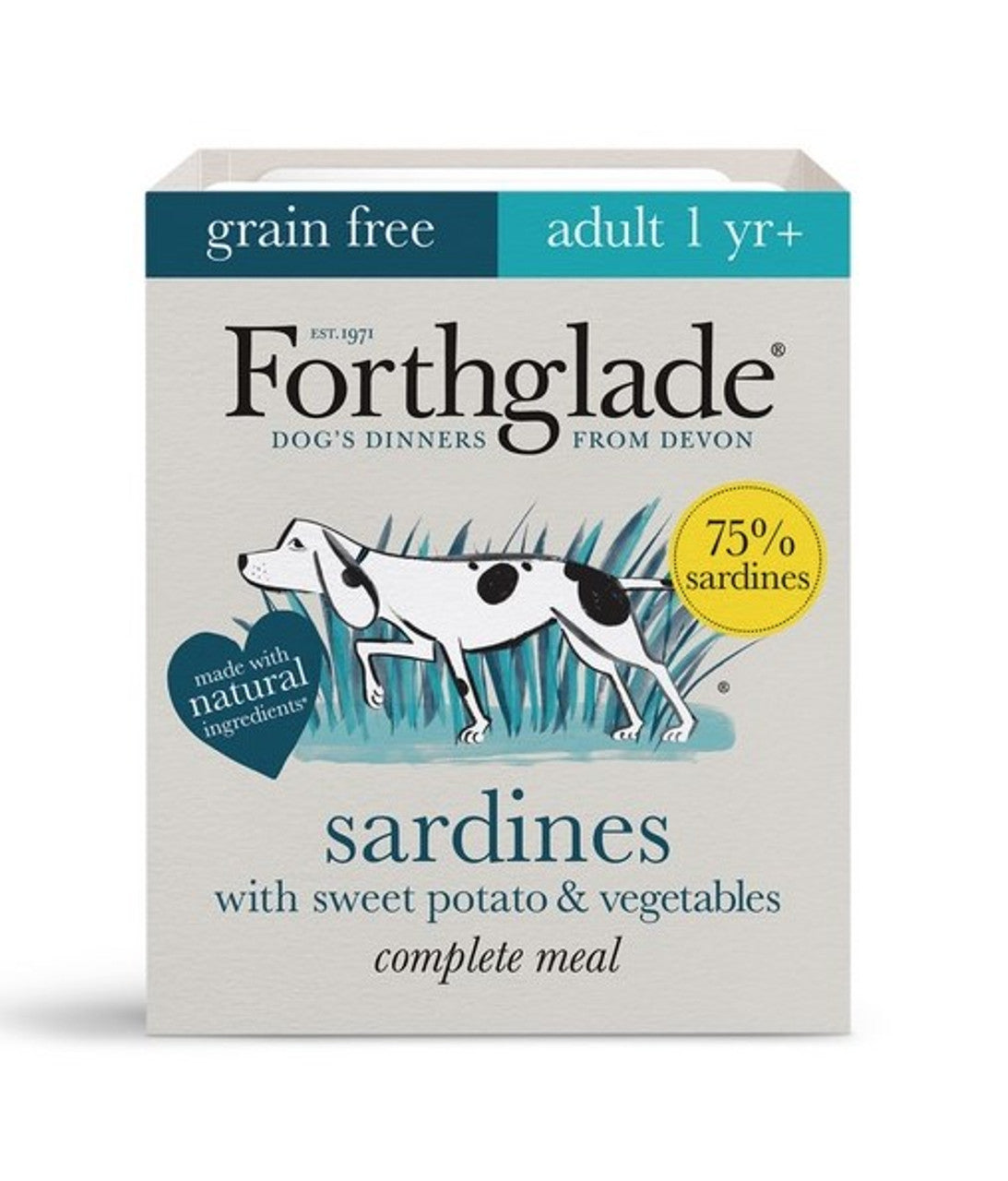 Forthglade  18x395g Grain Free Sardines with Sweet Potato & Vegetables - Adult Wet Dog Food