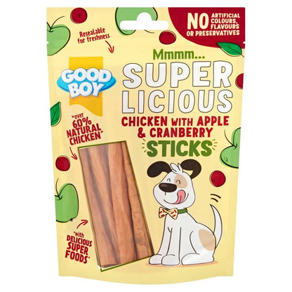 Good Boy 12x100g  Chicken with Apple &amp; Cranberry Sticks - Dog Treat